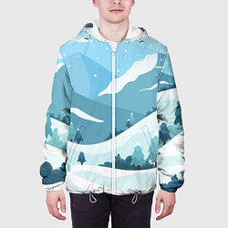 Куртка с капюшоном мужская Заснеженные горы, цвет: 3D-белый — фото 2