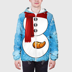 Куртка с капюшоном мужская Снеговик затейник, цвет: 3D-белый — фото 2