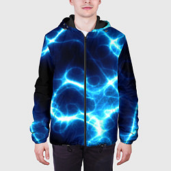 Куртка с капюшоном мужская Молния грозовая - электрические разряды, цвет: 3D-черный — фото 2
