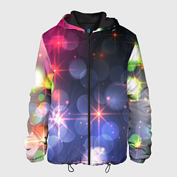 Куртка с капюшоном мужская Поп арт неоновые звезды космического неба, цвет: 3D-черный