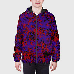 Куртка с капюшоном мужская Синие и красные пятна, цвет: 3D-черный — фото 2