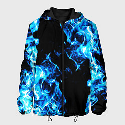 Куртка с капюшоном мужская Красивый синий огонь, цвет: 3D-черный