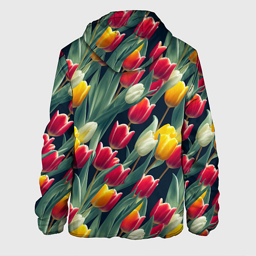 Мужская куртка Много тюльпанов / 3D-Черный – фото 2