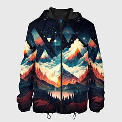 Куртка с капюшоном мужская Футуризм горы, цвет: 3D-черный
