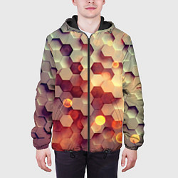 Куртка с капюшоном мужская Объемный шестиугольник, цвет: 3D-черный — фото 2