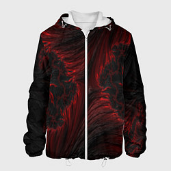 Куртка с капюшоном мужская Красно - черные текстуры, цвет: 3D-белый