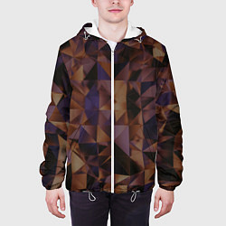 Куртка с капюшоном мужская Стеклянная тёмная геометрическая текстура, цвет: 3D-белый — фото 2