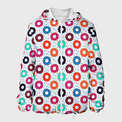 Куртка с капюшоном мужская Пончики на светлом фоне, цвет: 3D-белый
