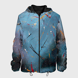 Куртка с капюшоном мужская Тёмно-синий абстрактный туман и краски, цвет: 3D-черный