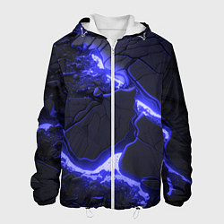 Куртка с капюшоном мужская Красивая синяя неоновая лава, цвет: 3D-белый