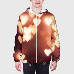 Куртка с капюшоном мужская Летящие сердечки, цвет: 3D-белый — фото 2