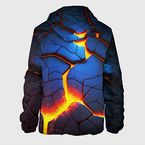 Мужская куртка Яркая неоновая лава, разломы / 3D-Черный – фото 2