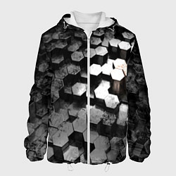 Куртка с капюшоном мужская Карбоновые соты абстрация, цвет: 3D-белый