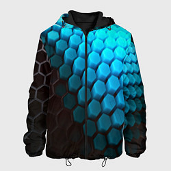 Куртка с капюшоном мужская Abstraction neon blue, цвет: 3D-черный