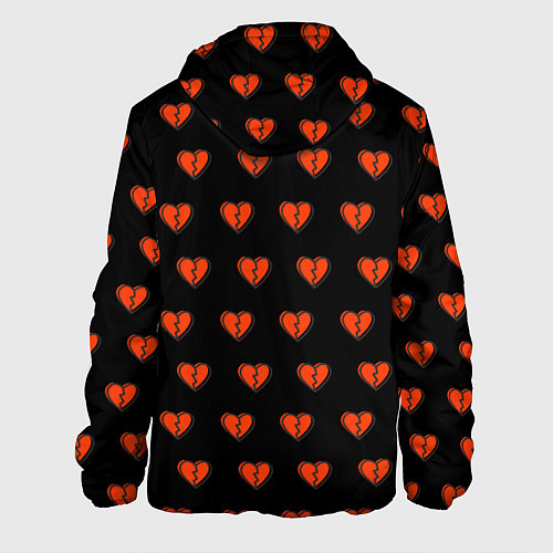 Мужская куртка Разбитые сердца на черном фоне / 3D-Черный – фото 2