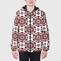 Куртка с капюшоном мужская Ромб и орнамент, цвет: 3D-черный — фото 2