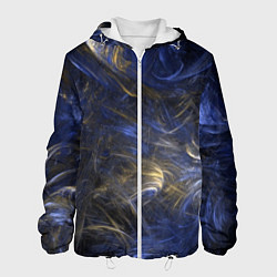 Куртка с капюшоном мужская Синяя абстракция, цвет: 3D-белый