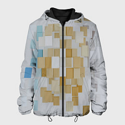 Куртка с капюшоном мужская Геометрические золотые, синие и белые кубы, цвет: 3D-черный