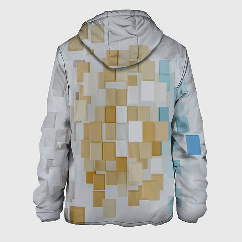Мужская куртка Геометрические золотые, синие и белые кубы / 3D-Черный – фото 2