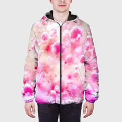 Куртка с капюшоном мужская Розовое множество красок и пузырей, цвет: 3D-черный — фото 2