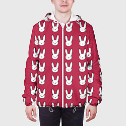 Куртка с капюшоном мужская Bunny Pattern red, цвет: 3D-белый — фото 2