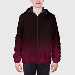 Куртка с капюшоном мужская Темно-малиновый градиент, цвет: 3D-черный — фото 2