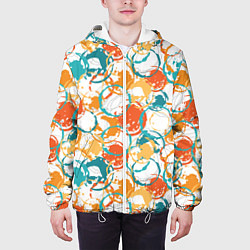 Куртка с капюшоном мужская Разноцветные пятна красок, цвет: 3D-белый — фото 2