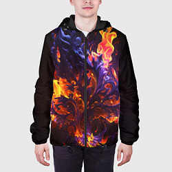 Куртка с капюшоном мужская Текстура огня, цвет: 3D-черный — фото 2