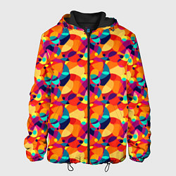 Куртка с капюшоном мужская Абстрактный узор из разноцветных окружностей, цвет: 3D-черный