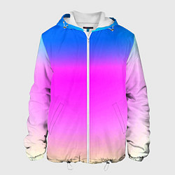 Куртка с капюшоном мужская Неоновые краски космоса, цвет: 3D-белый