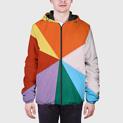 Куртка с капюшоном мужская Разноцветные пересекающиеся треугольники, цвет: 3D-черный — фото 2