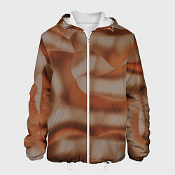Куртка с капюшоном мужская Тёмно-золотистые абстрактные волны, цвет: 3D-белый