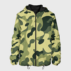 Куртка с капюшоном мужская Лесной камуфляж, цвет: 3D-черный