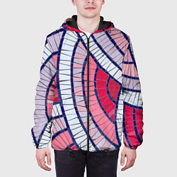 Куртка с капюшоном мужская Абстрактная белая-фиолетовая-красная текстура, цвет: 3D-черный — фото 2