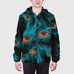 Куртка с капюшоном мужская Винтажные глаза пиксельные, цвет: 3D-черный — фото 2