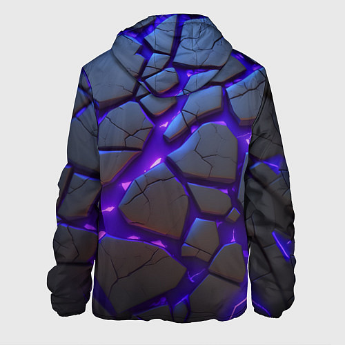 Мужская куртка Неоновые трещины - яркая лава / 3D-Черный – фото 2