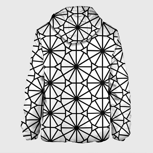 Мужская куртка Абстрактный чёрно-белый треугольно-круглый паттерн / 3D-Черный – фото 2