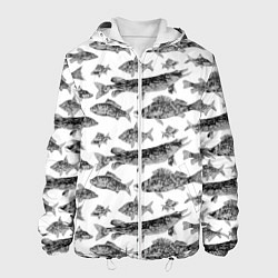 Куртка с капюшоном мужская Паттерн на каждый день о рыбалке, цвет: 3D-белый