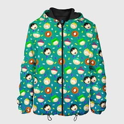 Куртка с капюшоном мужская Южный Парк - паттерн персонажи, цвет: 3D-черный