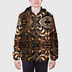 Куртка с капюшоном мужская Золотой узор - паттерн, цвет: 3D-черный — фото 2
