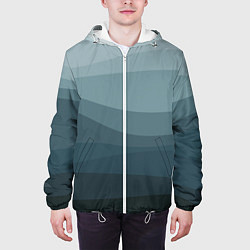 Куртка с капюшоном мужская Бирюзовые волны, цвет: 3D-белый — фото 2