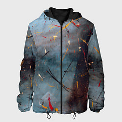 Куртка с капюшоном мужская Тёмно-серый туман и краски, цвет: 3D-черный