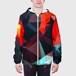 Куртка с капюшоном мужская Абстрактное стекло осколки, цвет: 3D-белый — фото 2