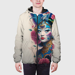 Куртка с капюшоном мужская Japan girl - tattoo - art, цвет: 3D-черный — фото 2