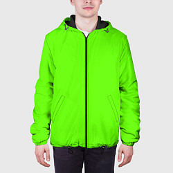 Куртка с капюшоном мужская Кислотный зеленый, цвет: 3D-черный — фото 2