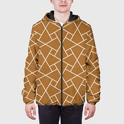 Куртка с капюшоном мужская Абстрактный оранжевый фон и белые ломанные линии, цвет: 3D-черный — фото 2