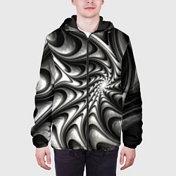 Куртка с капюшоном мужская Abstract fractal grey, цвет: 3D-черный — фото 2