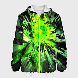 Куртка с капюшоном мужская Fractal green explosion, цвет: 3D-белый