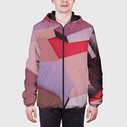 Куртка с капюшоном мужская Розовое абстрактное множество кубов, цвет: 3D-черный — фото 2