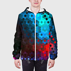 Куртка с капюшоном мужская Битва размытых пикселей, цвет: 3D-белый — фото 2
